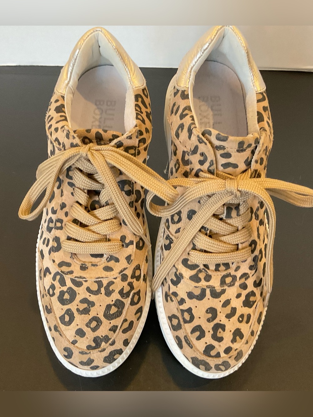 Bull Boxer Leopard Print Casual Suede Peyton Sneakers with Ties 9 M